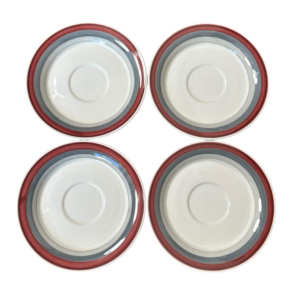 Vintage Nancy Calhoun Rondo “Wine” Colorway Saucer Plates Japan Set Of 4